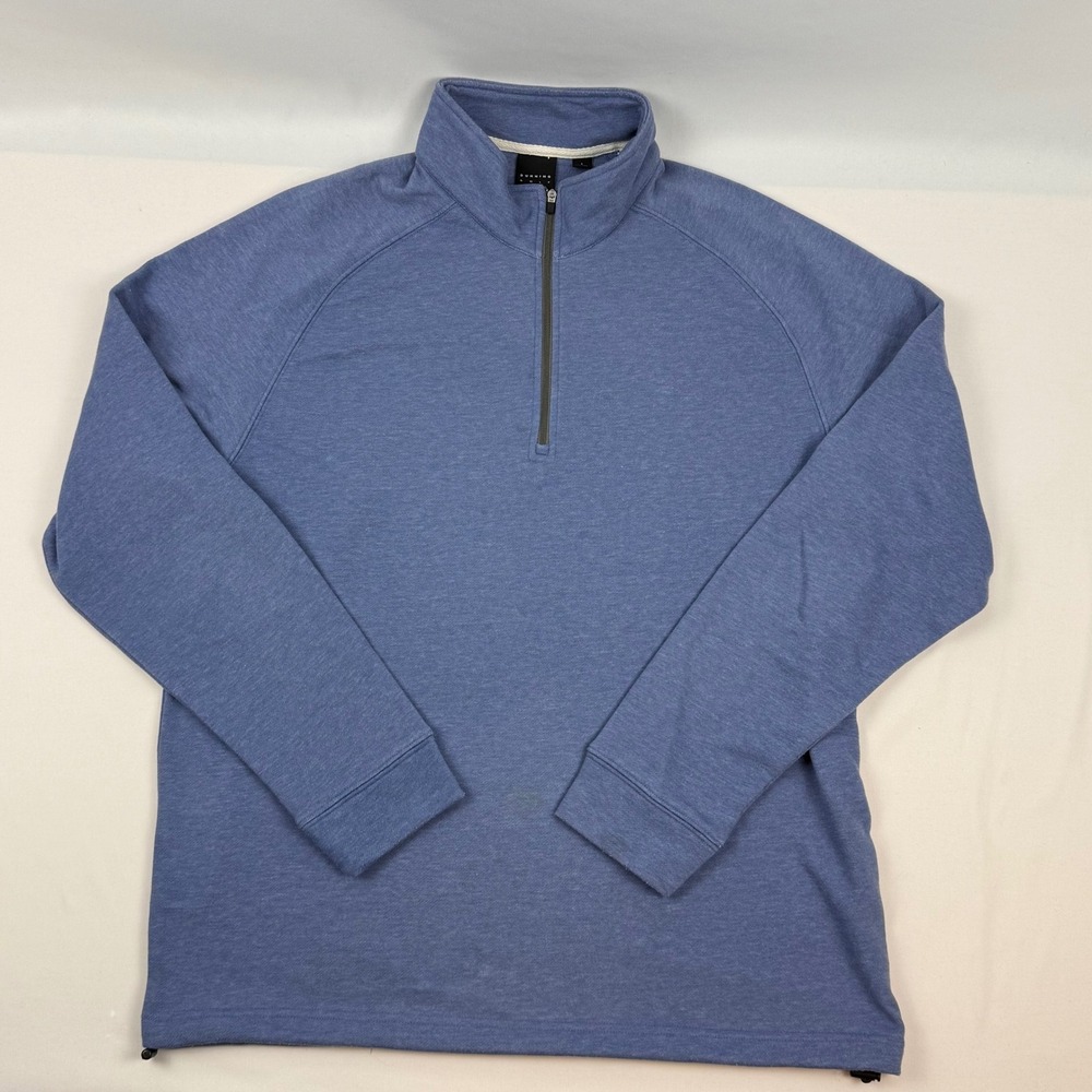 Dunning Golf Mens Blue Heather Quarter Zip Pullover Bamboo Charcoal Size L - Picture 2 of 11